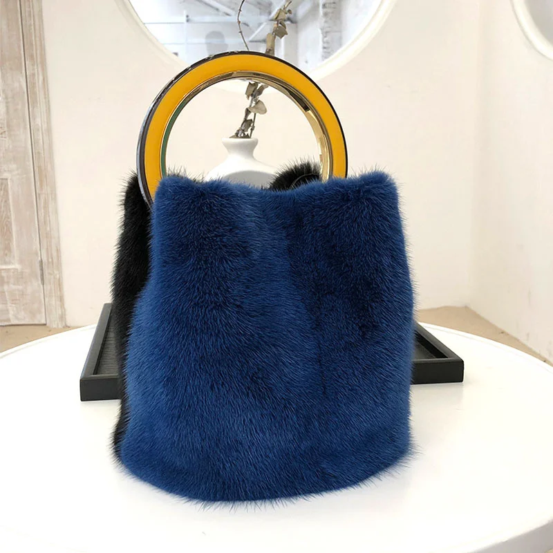 Women\'s Handbags Trend 2024 Real Fur Mink Bag Party Clutch Shoulder Bag Women Crossbody Bags Clutch Evening Bag Female Fur Bags