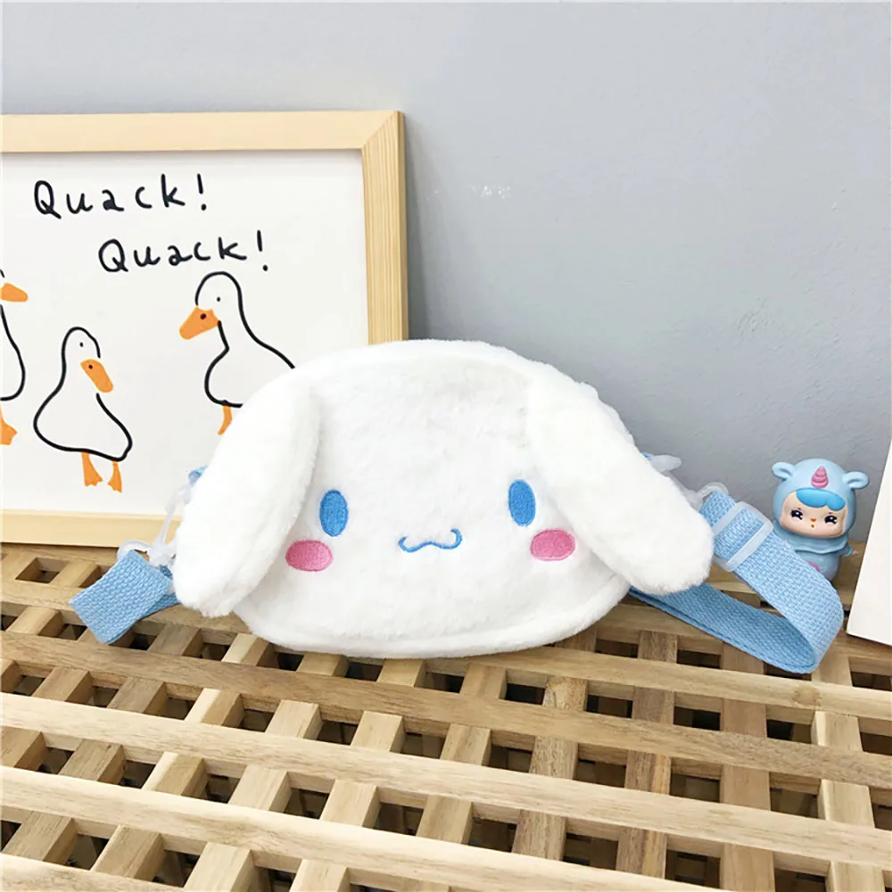 Sanrio Melody Cinnamoroll Plush Message Bags Soft Stuffed Cartoon Plush Doll Shoulder Bag Keys Coin Purse Girls Birthday Gifts