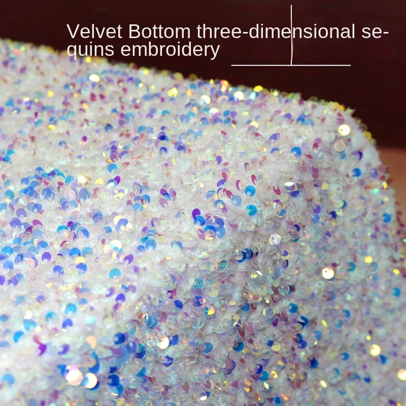 Velvet Foam Sequin Fabric Autumn Winter Clothing Handmade Wholesale Cloth Apparel for Diy Sewing Material