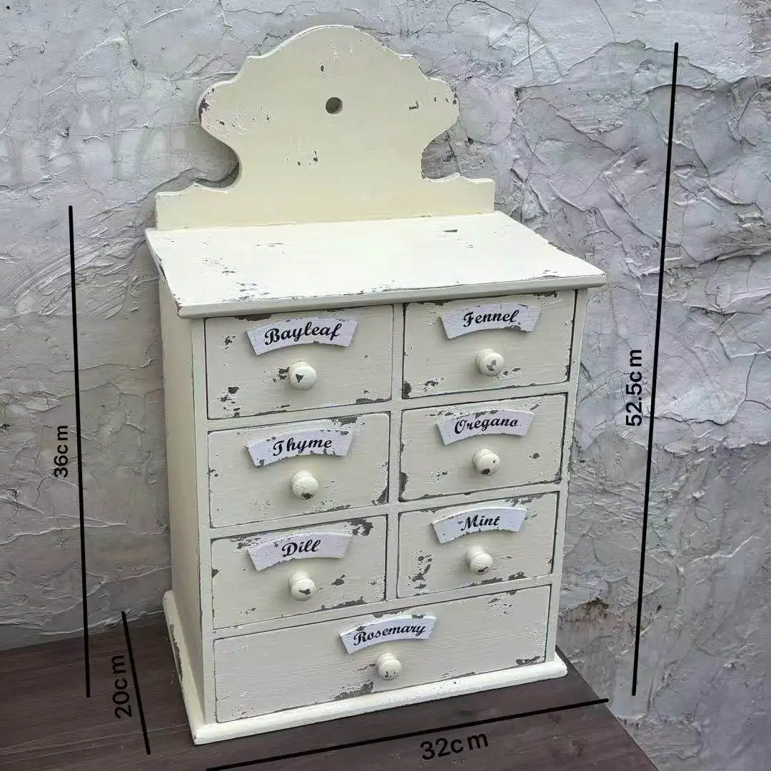 Vanilla Cabinet Retro Old Solid Wood Garden Decorative Bucket Cabinet Storage Drawer Desktop Cabinet Storage Box