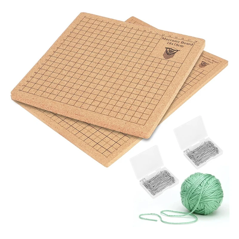 2Pcs Macrame Board With Grids With 100 T Pins Braiding Board Reusable Macrame Board For Braiding Bracelet Project