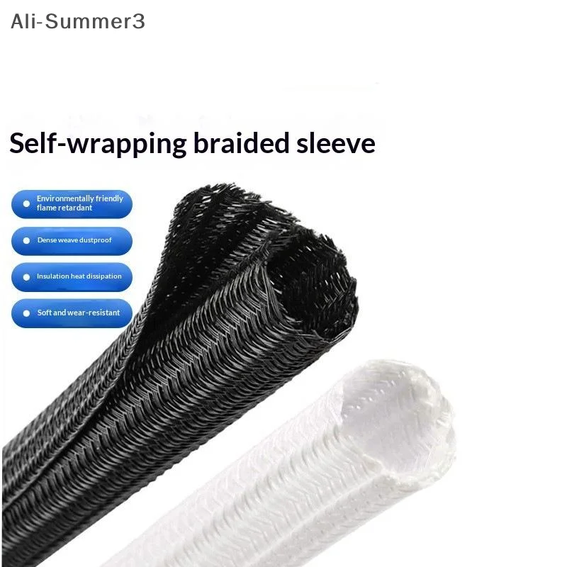 1Pcs 8~32mm Self-Closed Insulated Sheath 1 Meter PET Braided Cable Sleeve High Protection Wear Resistant Wire Organizer Sleeving