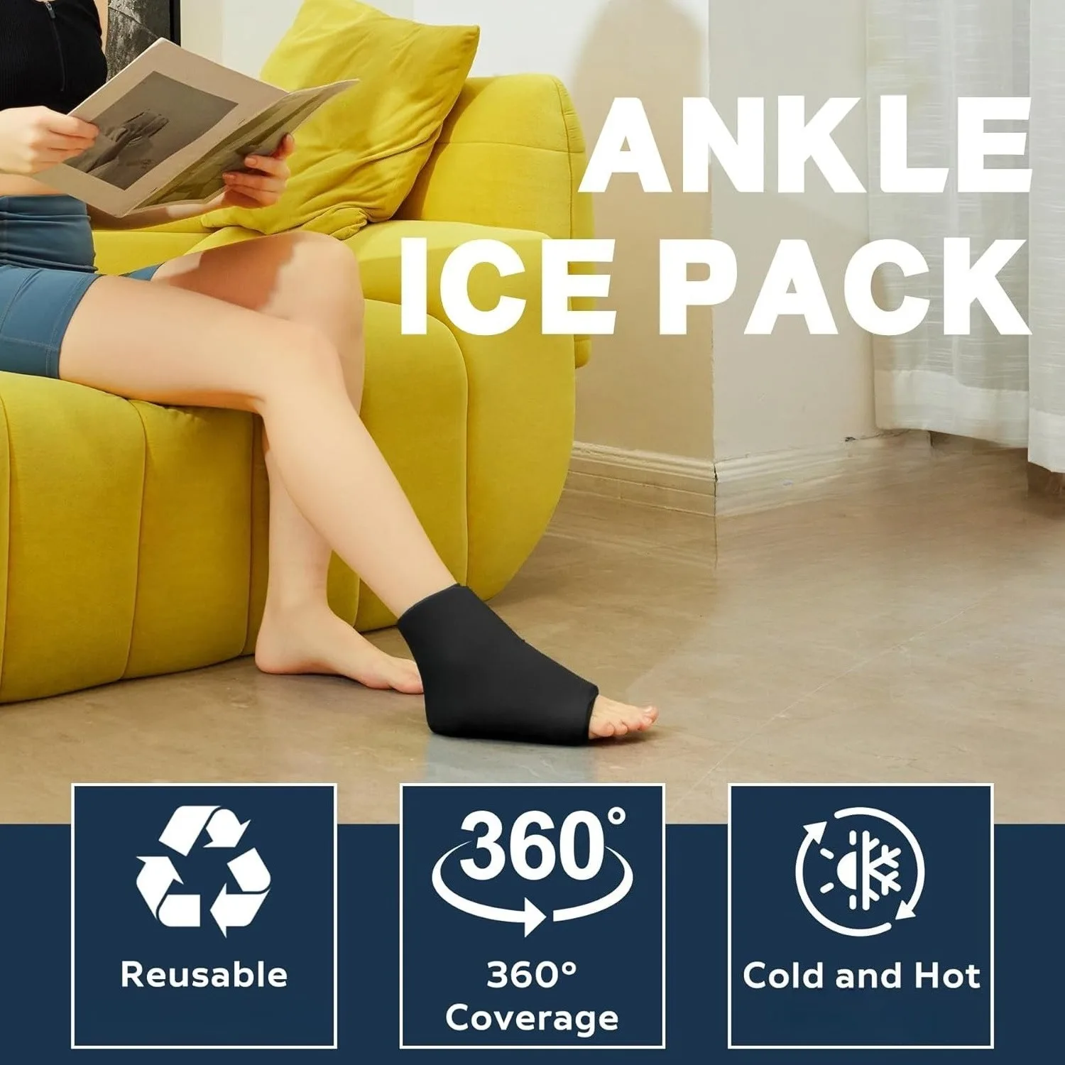 Ankle Ice Pack Wrap Reusable Foot Ice Pack Stretchable Cold Pack Flexible Hot Cold Compress Ice Sock Foot Care Tools