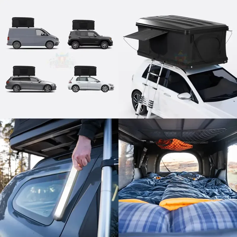 Hard shell roof top tent car abs universal straight roof top tent hard shell 4 person 4 season for off road tent roof for car
