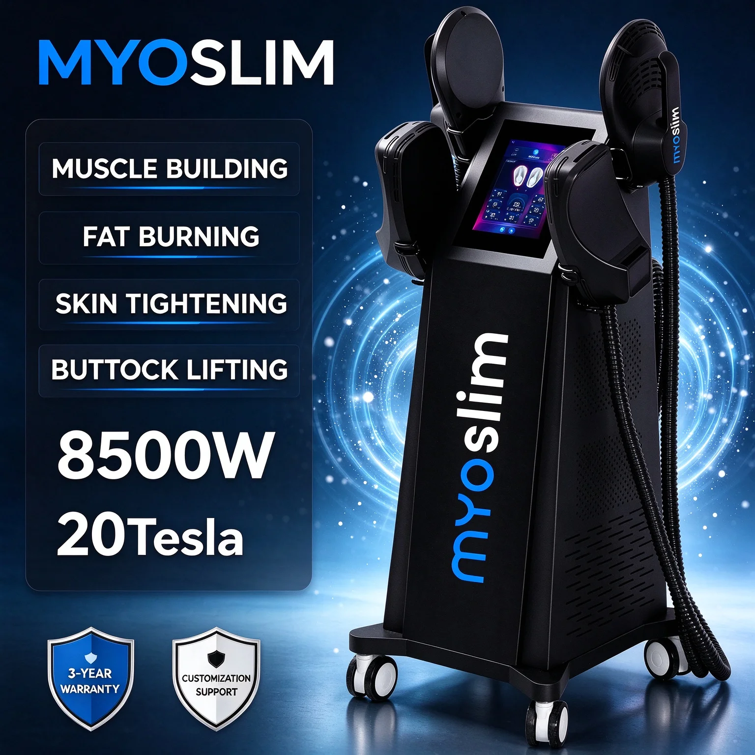 Myoslim New EMS Muscle Stimulator Machine 4 Handles Fat Burning Lose Weight Fast Body Sculpting Massager Devices For Gym Salon