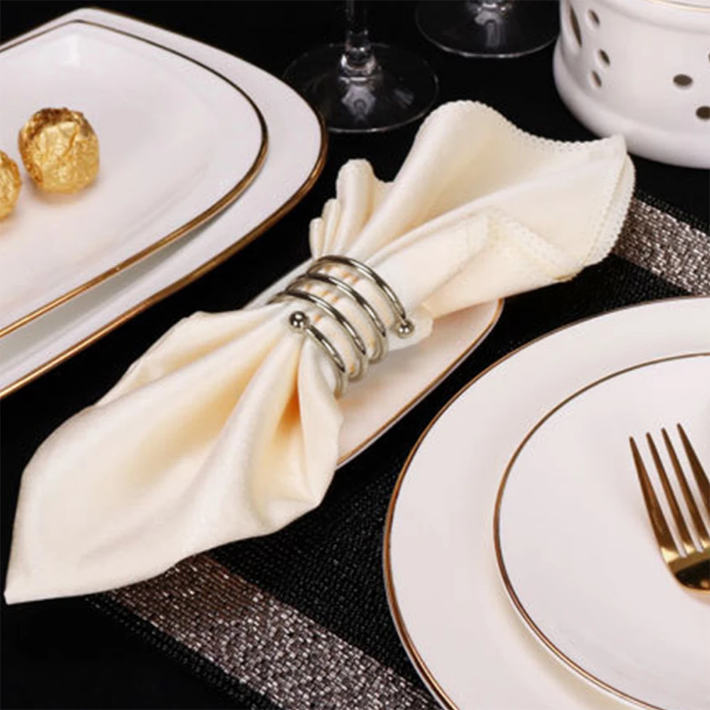 Napkin Ring Gold Silver Metal Round Napkin Buckle Napkin Holder for Wedding Dinner Party Table Decoration
