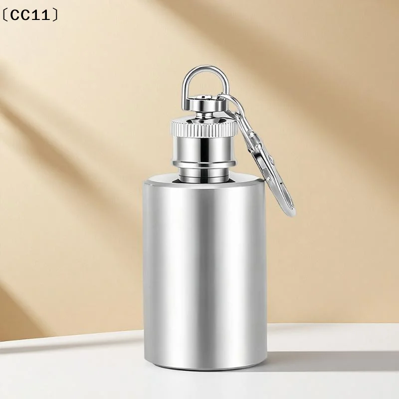 Mini 1oz Stainless Steel Hip Flask Pocket Key Chain Lightweight Durable Steel Flagon〔CC11〕