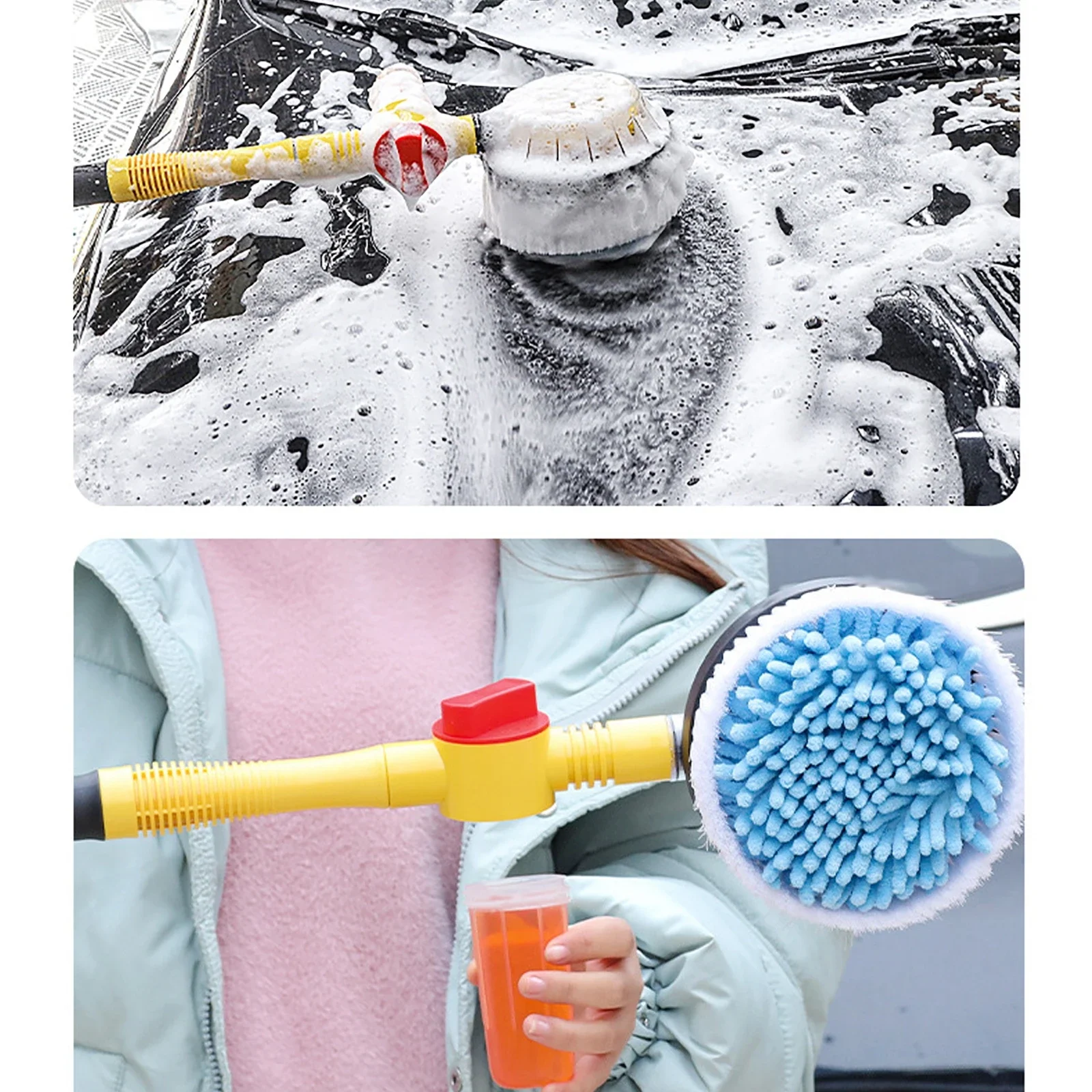 Long Car Cleaning Washing Brush Wash Foam Brush Automatic Rotary Long Handle Cleaning Mop Brush Washing Tool