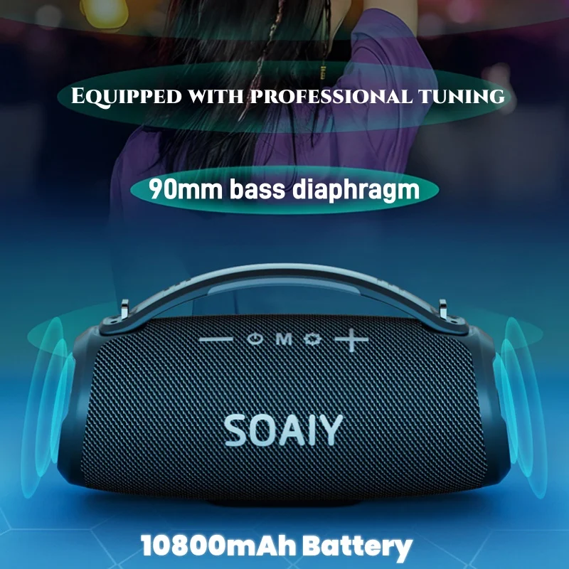 

SOAIY 200W Super Power Caixa De Som Bluetooth Speaker Portable Sound Box Camping Subwoofer BoomBox Outdoor Sound Column IPX6/TWS