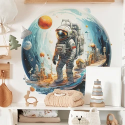 Space Astronaut Vinyl Walls Art Stickers Home Decoration for Living Room Kids Bedroom Cosmic Planets Creative Sci-fi Wallpaper