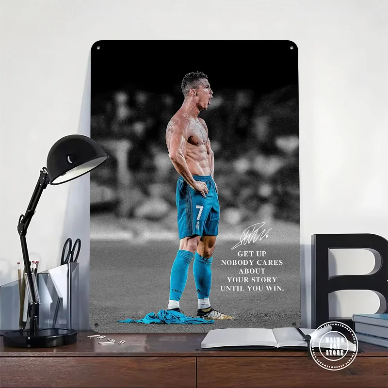 Cristiano Ronaldo Motivational Quote 3D Printed Texture Poster Personalized Wall Art Retro Metal Tin Signs for Home Decoration