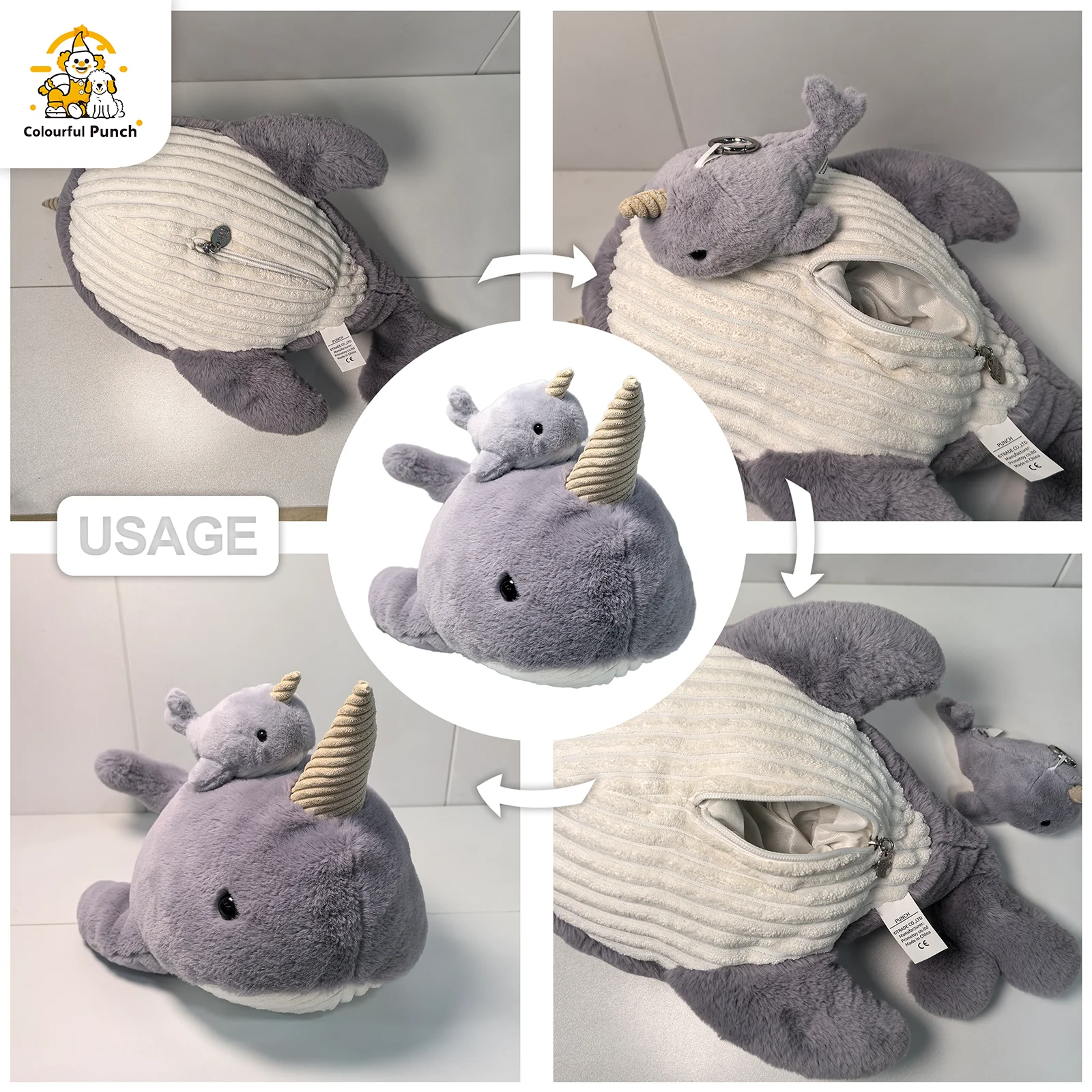 ユニコーンクジラの癒し人形、乳幼児や幼児向けのインタラクティブな仲間のおもちゃ