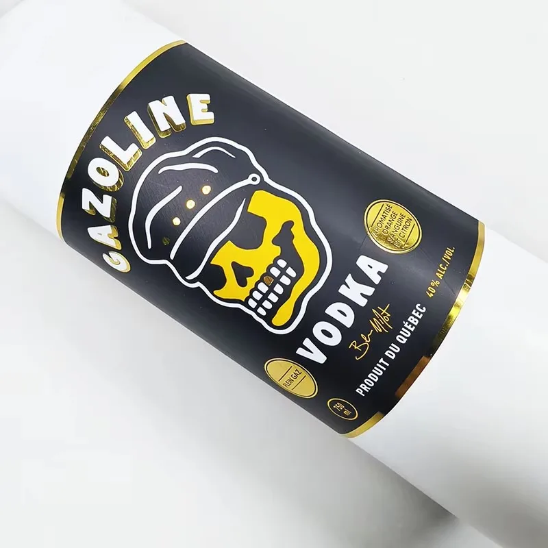Vodka Wine Adhesive Labels | Custom Logo Stickers | Waterproof Foil Stamping | Whisky Packaging Labels