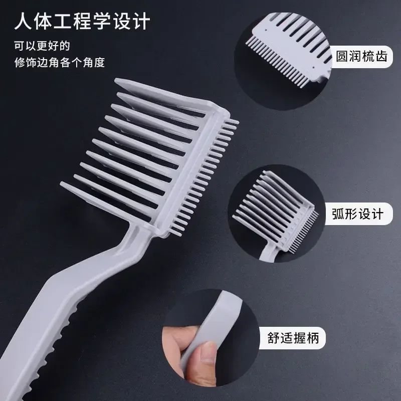 Men\'s Long Handled Push Cut Hair Comb, Men\'s Gradient Styling Push Edge Positioning Comb or Fades Comb for Men Styling Arc Flat