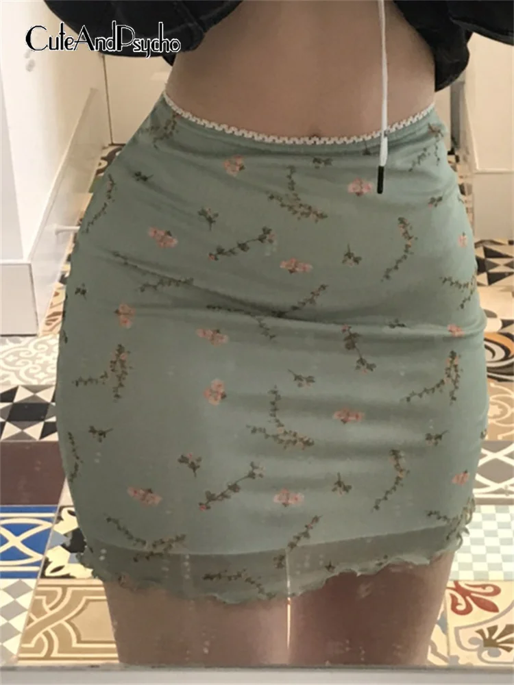 

Floral Printed Two-layers New Mini Skirts Harajuku Korean Retro Straight Skirt Women Aesthetic 90s Summer Outfits Cuteandpscho