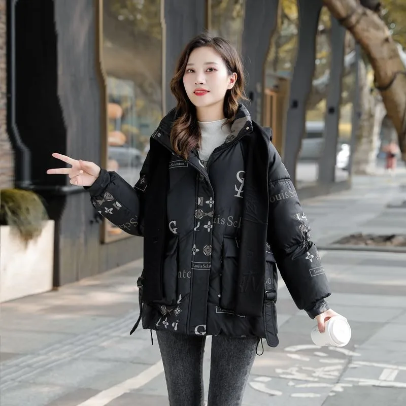 New Women Down Cotton Coat Winter Jacket Female Mid Length Version Parkas Loose Thick Warm Outwear Hooded Fashion Overcoat