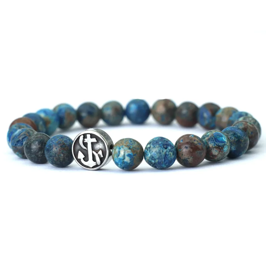 Simple Style Genuine Natural Stone Bracelet For Men Viking Pirate Compass Braclet Tiger Eyes Strand Braslet Leisure Accessories