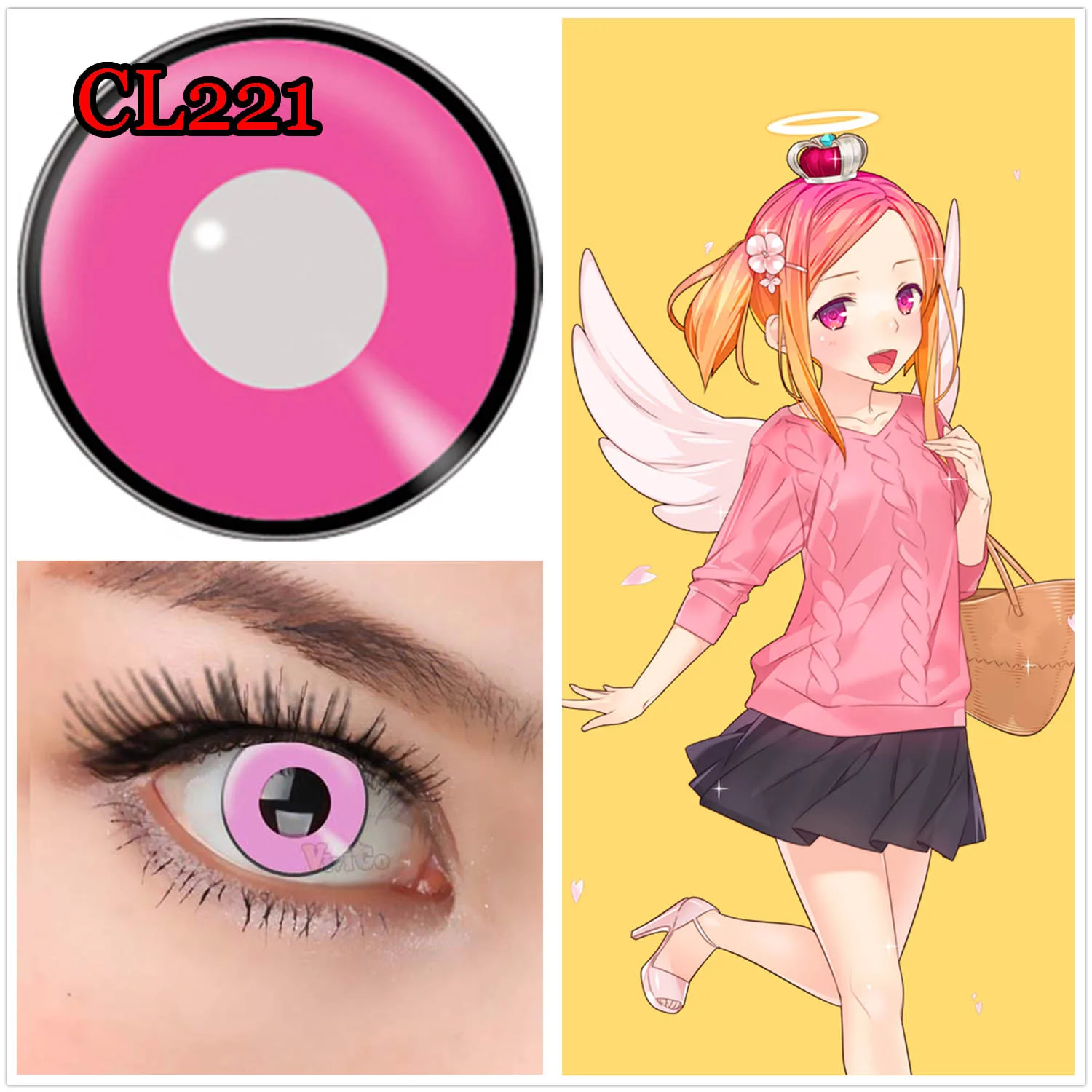 Coslens 2pieces/pair Halloween Eyewear Cosplay Cosmetics Colored Contact Lenses lentes de contacto CL221 Pink Manson