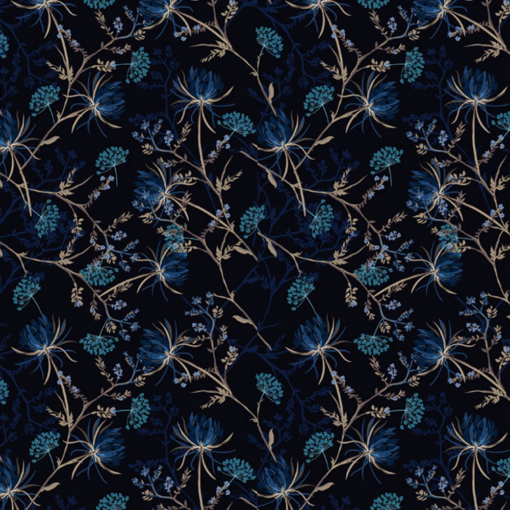 

Dark Blue Flowers Wallpaper Vintage Floral Peel and Stick Wallpaper Bathroom Contact Paper for Bedroom Walls Cabinets Shelves