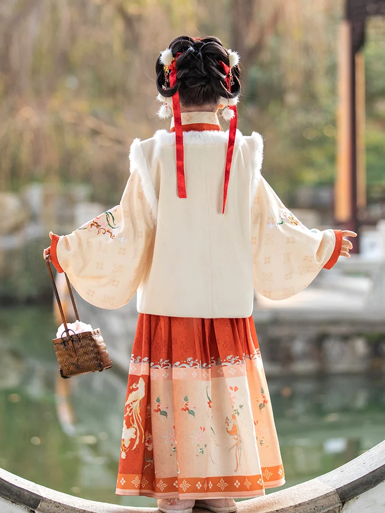 Giacche, gonne da ragazza, Ming made Hanfu Bijia, gonna a forma di cavallo addensata per bambini autunno e inverno, abbigliamento di capodanno