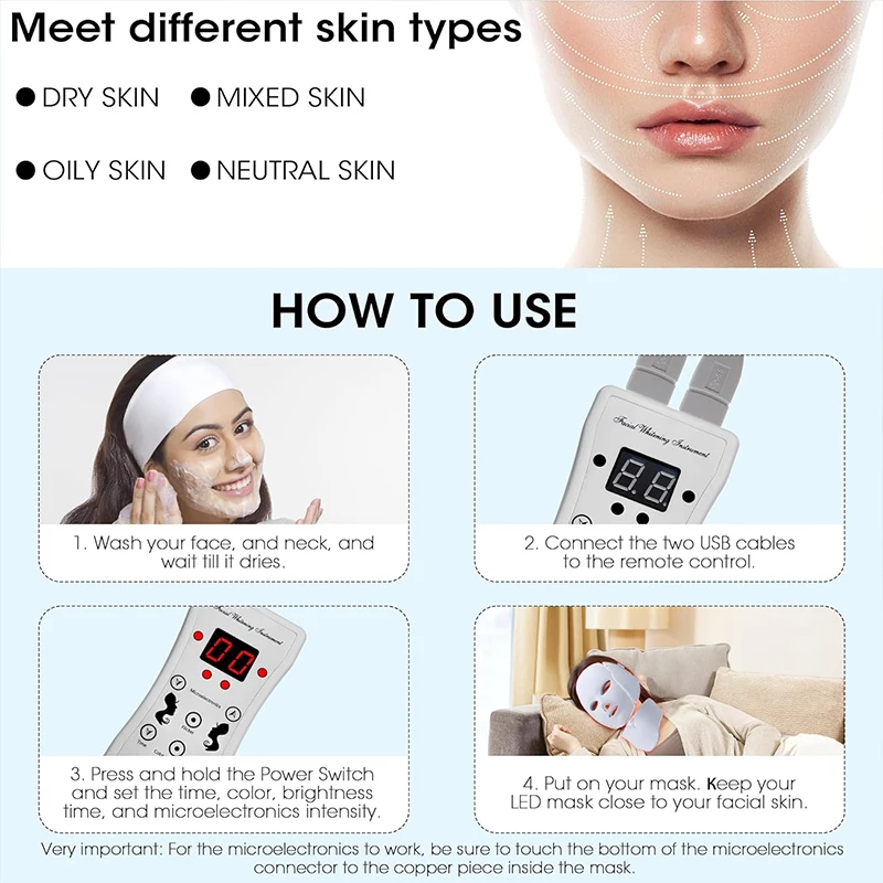 7 color Led Mask Treatment Facial Skin Care Blue and Red Maintenance Beauty Mask Multi-functional neck home mask