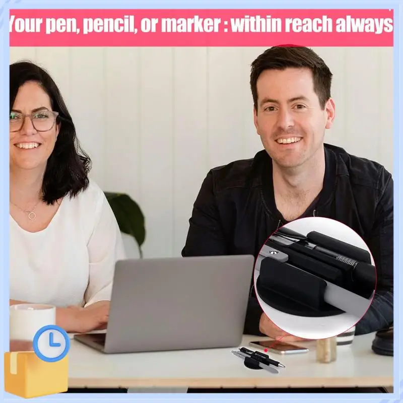 Porte-stylo adhésif en Silicone, 4 pièces, ensemble de clips pour stylos, porte-marqueur noir pour presse-papiers de bureau et autres Surfaces plates, crayon H