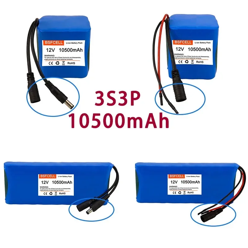 12V Battery Pack 3.5Ah 7Ah 10.5Ah 14Ah 17.5Ah Rechargeable Li-ion Battery 3S1P-3S5P For Street lights 12V electrical appliances.