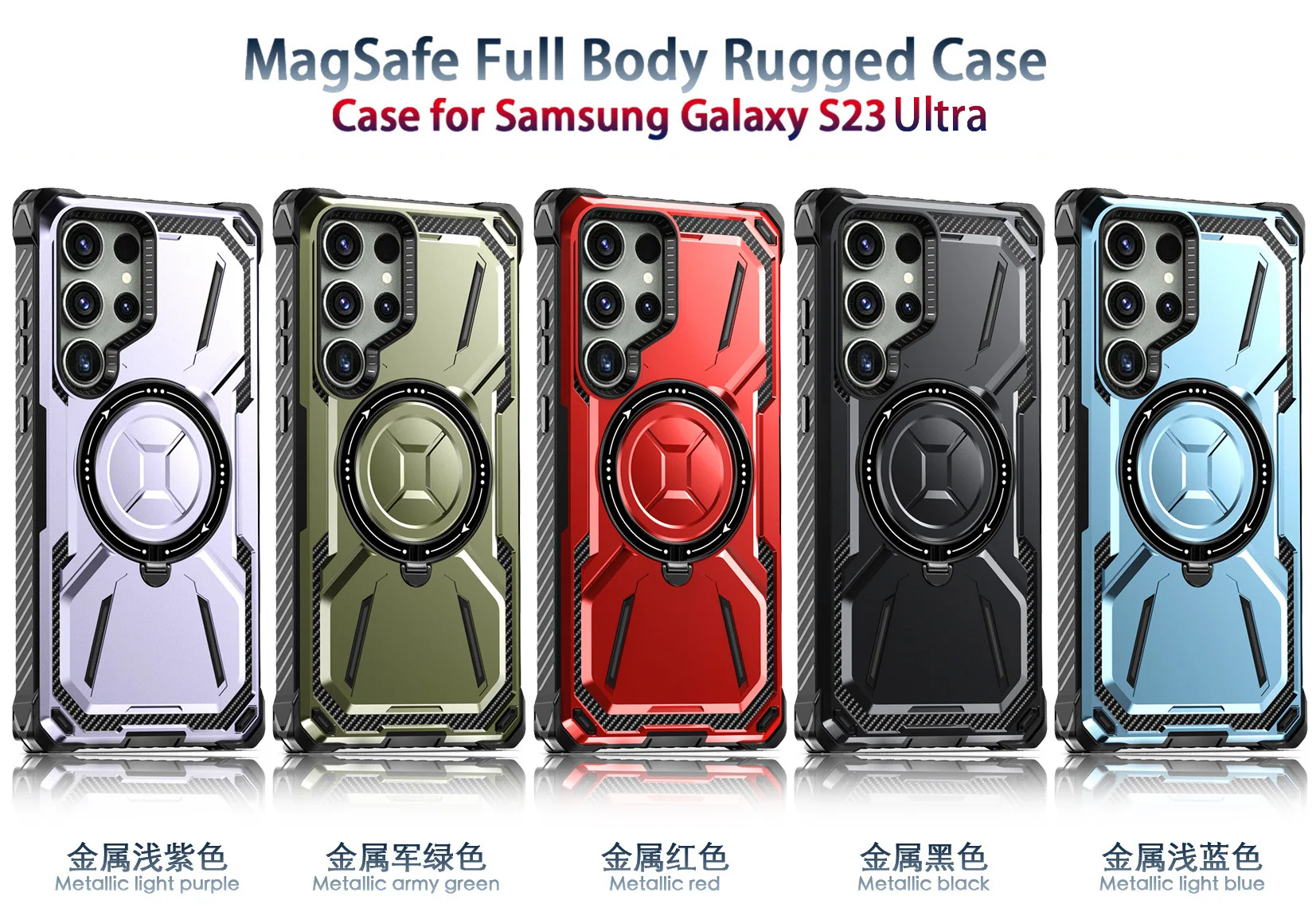 Swivel Stand Phone Case For Samsung Galaxy S24 Magnetic Shockproof Full Body Protection Cover For S23 Plus S22 Ultra