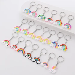 20pcs PVC Rainbow Pendant Keychain Cute Fashion Bag Key Chain Cartoon Keyring Ornament Bag Purse Backpack Charm Accessories