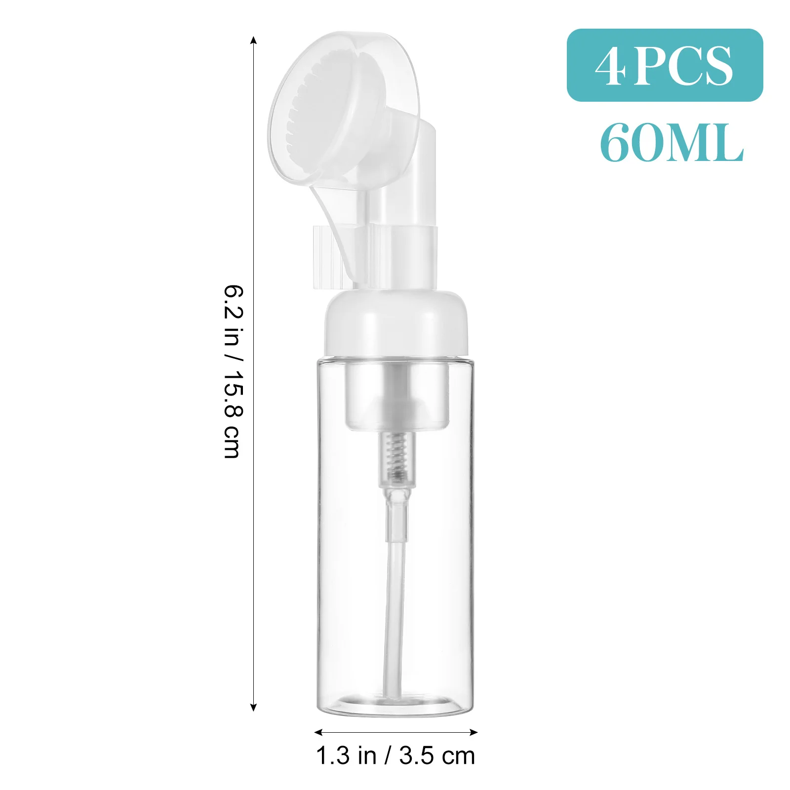 4pcs Transparent Foaming Bottles 60ml Mini Pump Travel Size Plastic Soap Bubble Empty Refillable Portable Skincare
