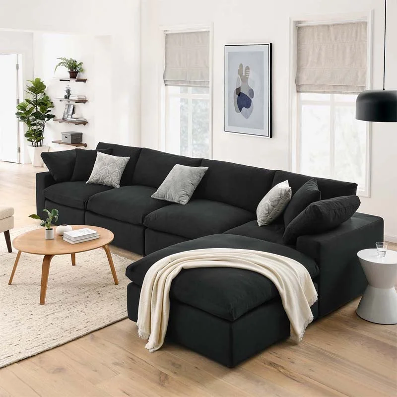 

ag-Modern Luxury Modular Sectional Corner Sofa Set Super Size Deep Seat with Wood Fabric Pillows for Living@