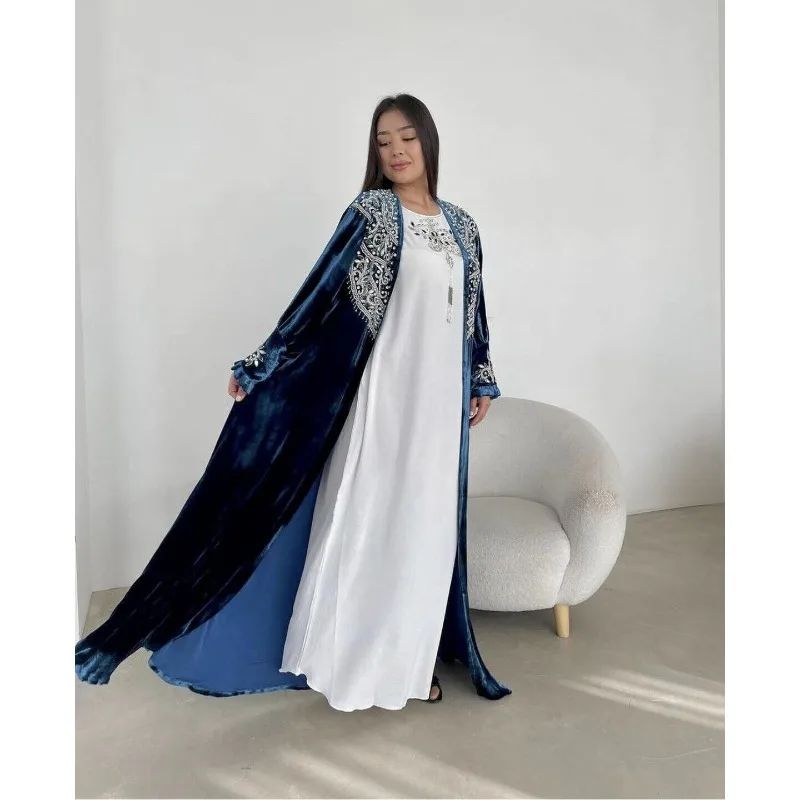 Velvet Moroccan Dubai Kaftan Abaya Wedding Dress Very Fancy Long Dress Fashion Trends