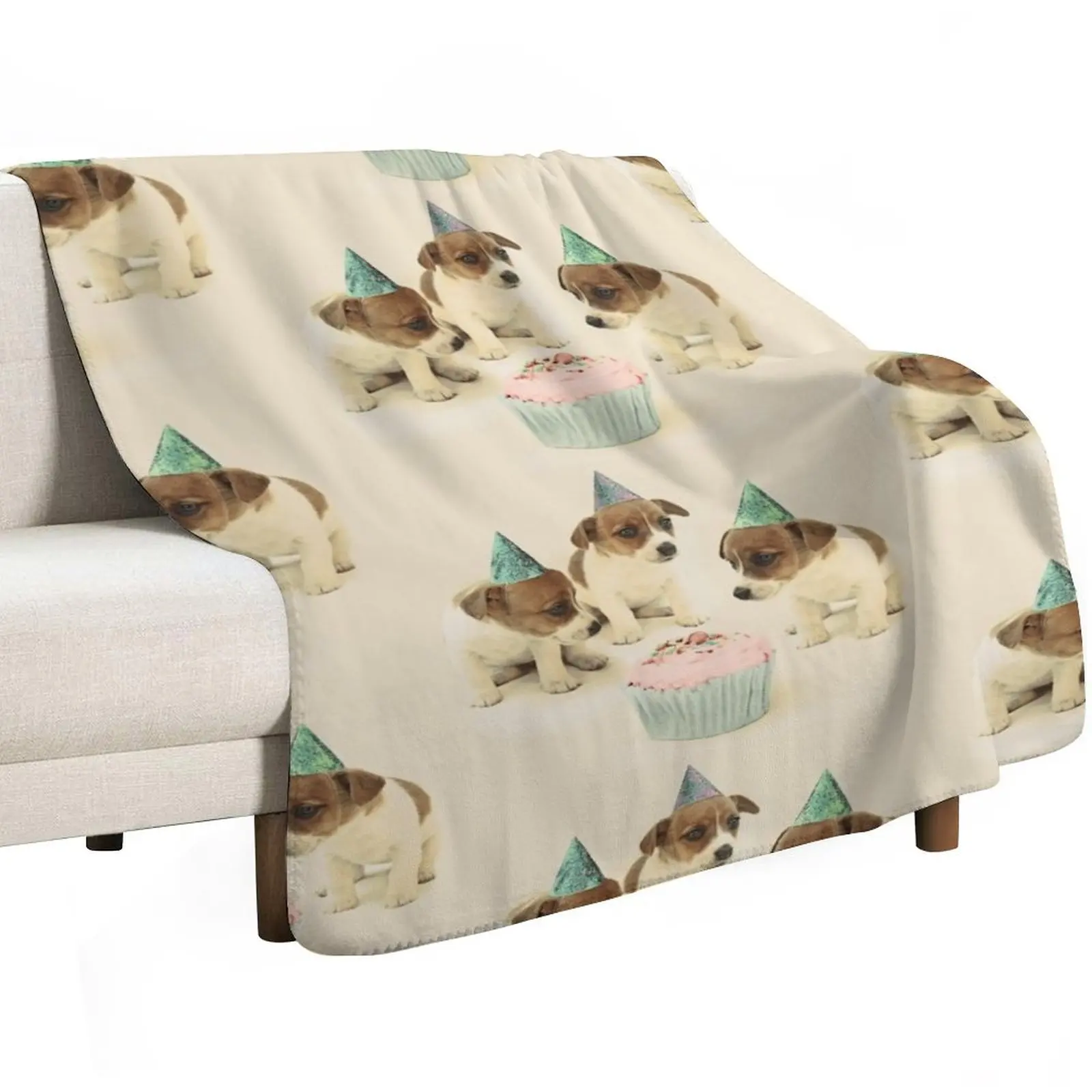 Vintage Puppy Birthday Card Throw Blanket Sofa Quilt Soft warm winter Decorative Throw Thermals For Travel Luxury Brand Blankets