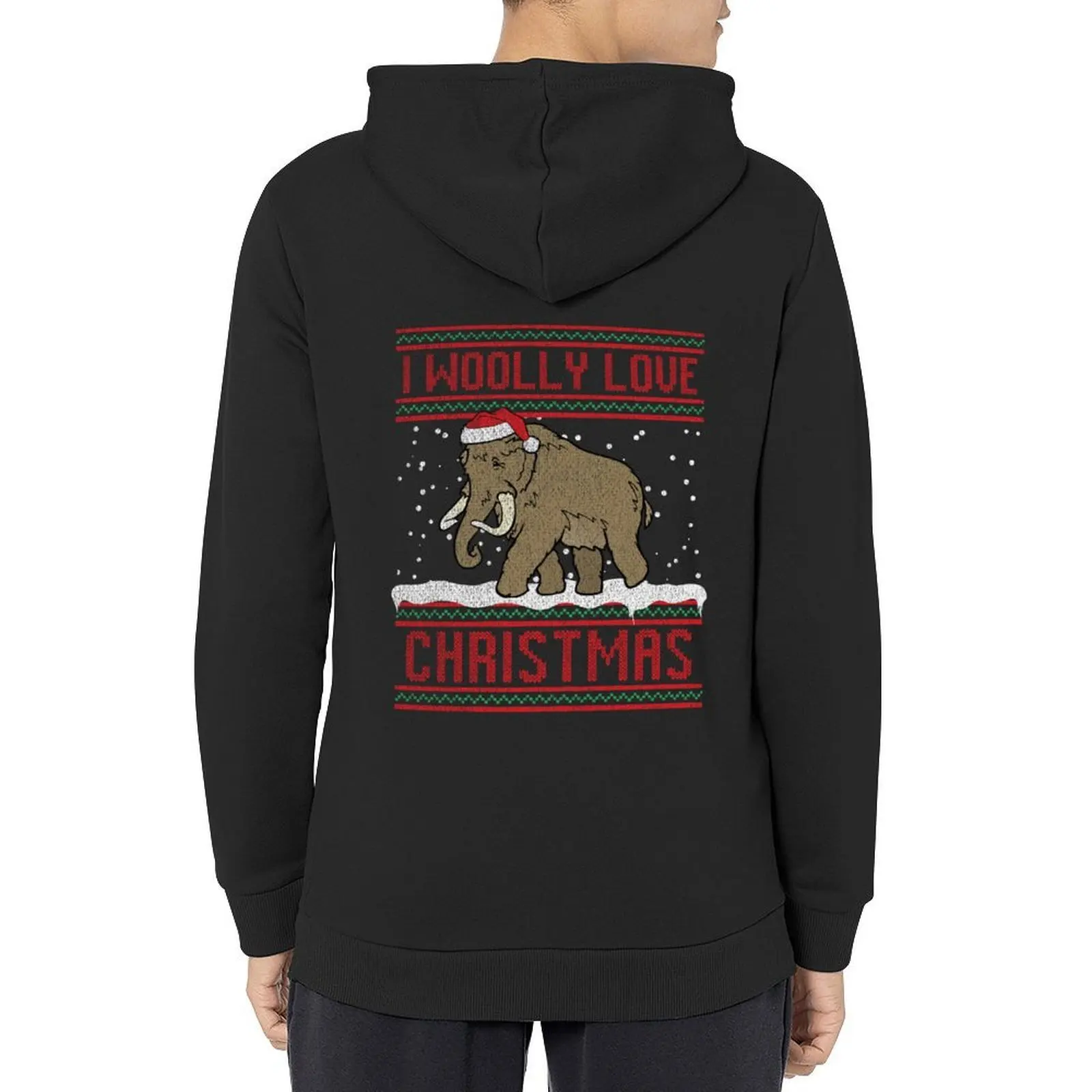 Funny Mammoth I Woolly Love Christmas Xmas Pun Hoodie autumn clothes winter clothes men's coat hoodie for men