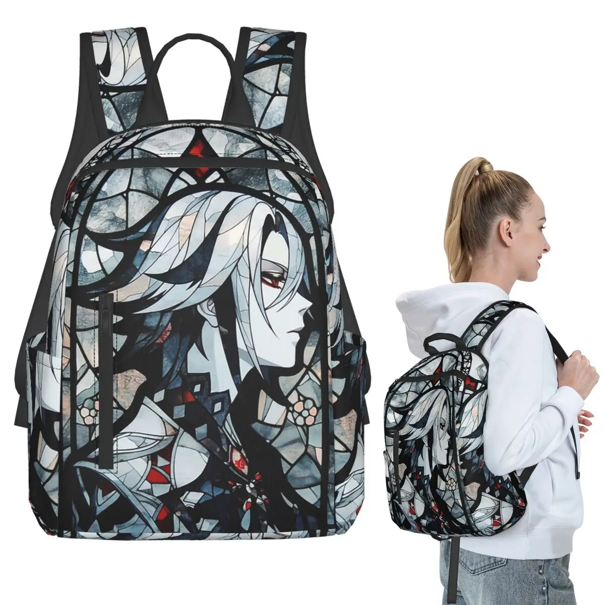 

Genshin Impact Arlecchino Anime Backpack Student BookBag Kids School Bag Computer Shoulder Bags Men Women