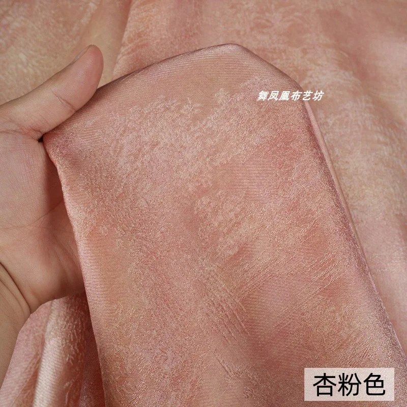 Apricot Pink Floating Light Brocade Fabric Summer Top Hanfu Qipao Breathable Silk Smooth Designer Versatile Clothing Fabric