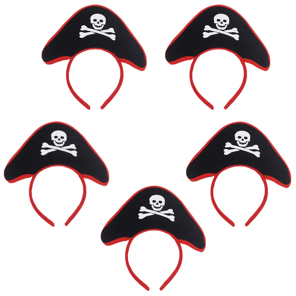 5 Pcs Pirate Headband Skull Hair Hoop Kids Accessories Party Headwear Festival Headdress Bands