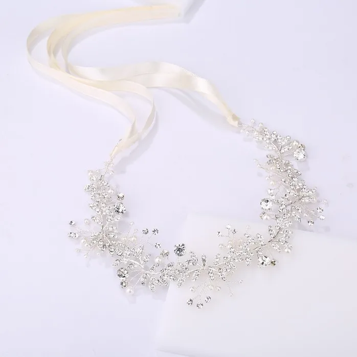 Panna młoda złoty kolor srebrny białe opaski na głowę w kwiaty ślubne akcesoria do włosów ślubne na włosy winorośli czeski chluba Halo Hairband crown