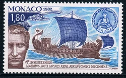 1Pcs/Set New Monaco Post Stamp 1982 Ancient Roman Poet Virgil Sailboat Engraving Stamps MNH