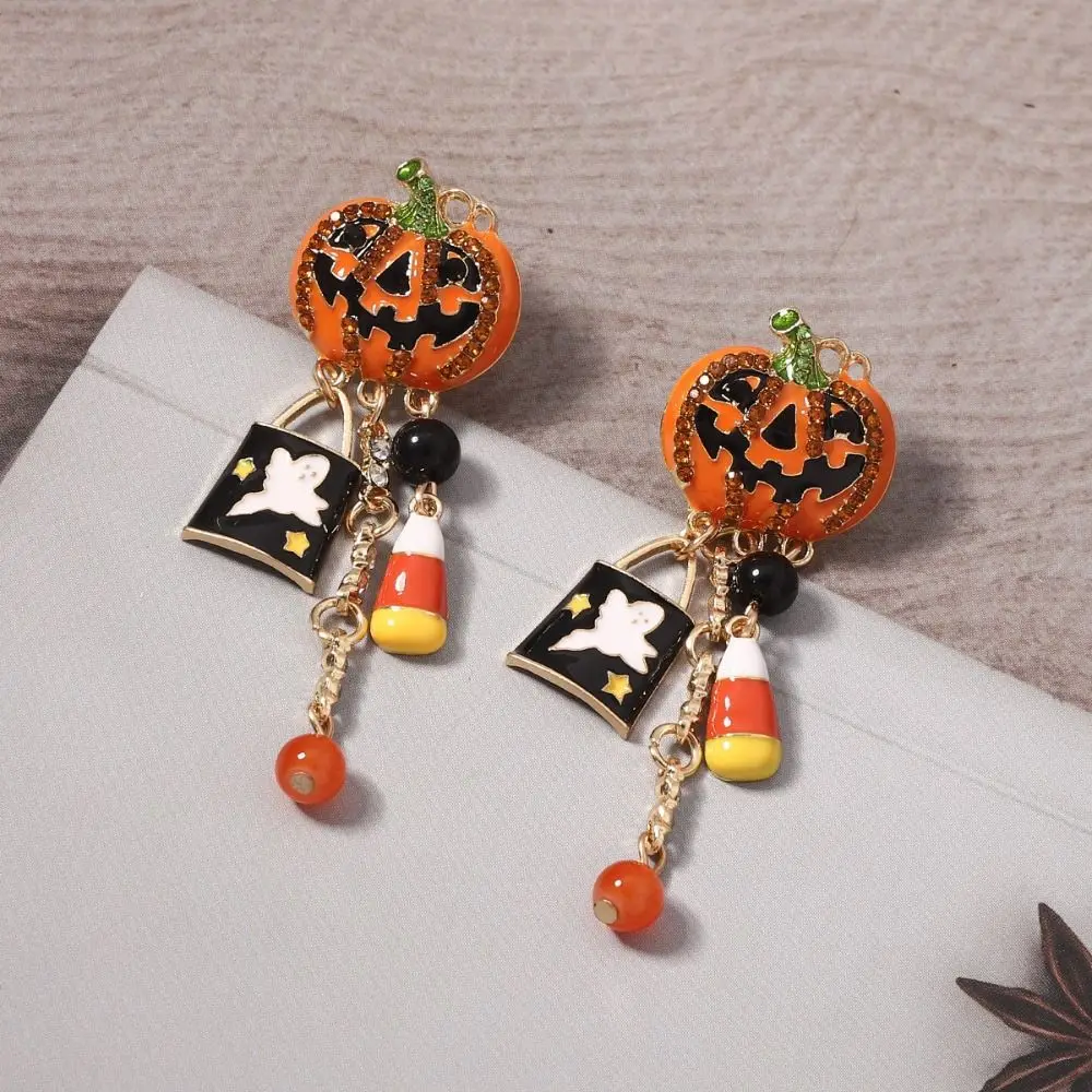 Naszyjnik Punk Osobowość Śliczny Dynia Duch Olej Kapiący Chwost Łańcuszek Obojczykowy Literatura Trend Vintage Kolczyk Halloween