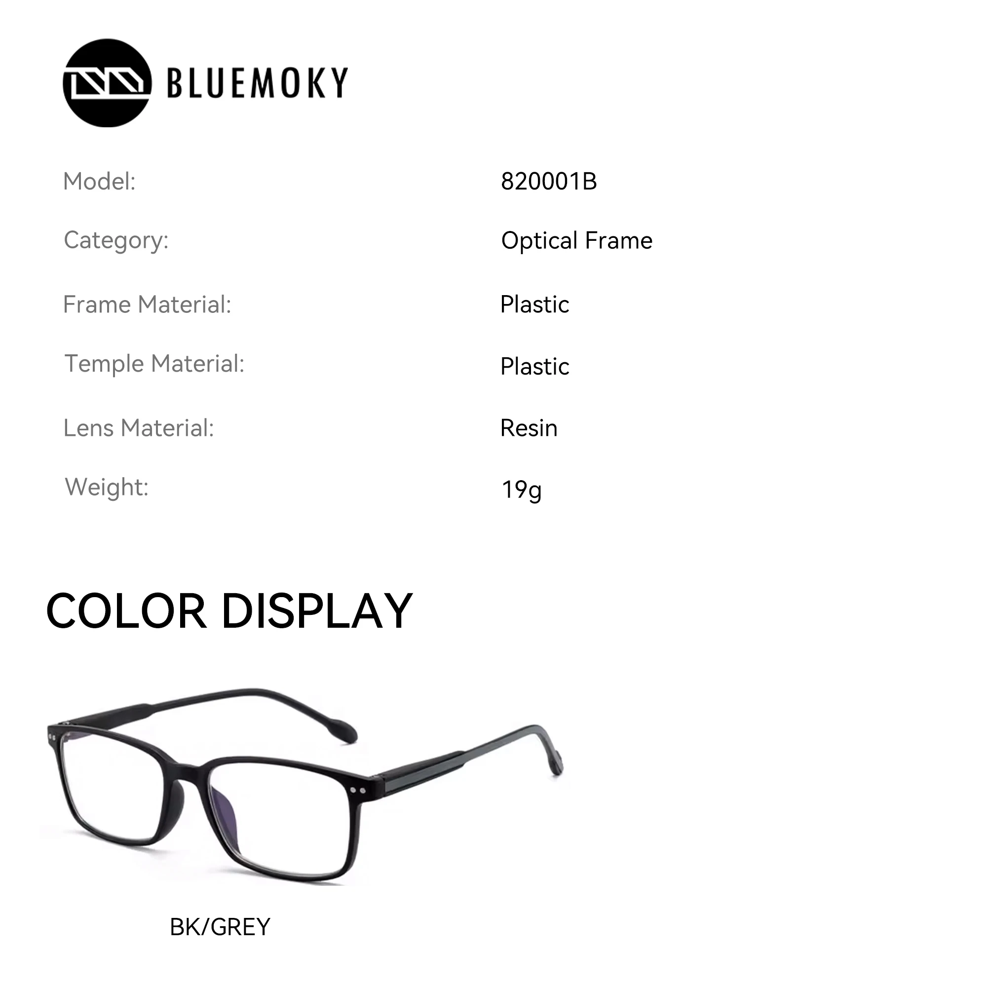 BLUEMOKY Fashion Plastic Rectangular Customized Prescription Glasses Men Women Progressive Anti Blue Light Photochromic Myopia