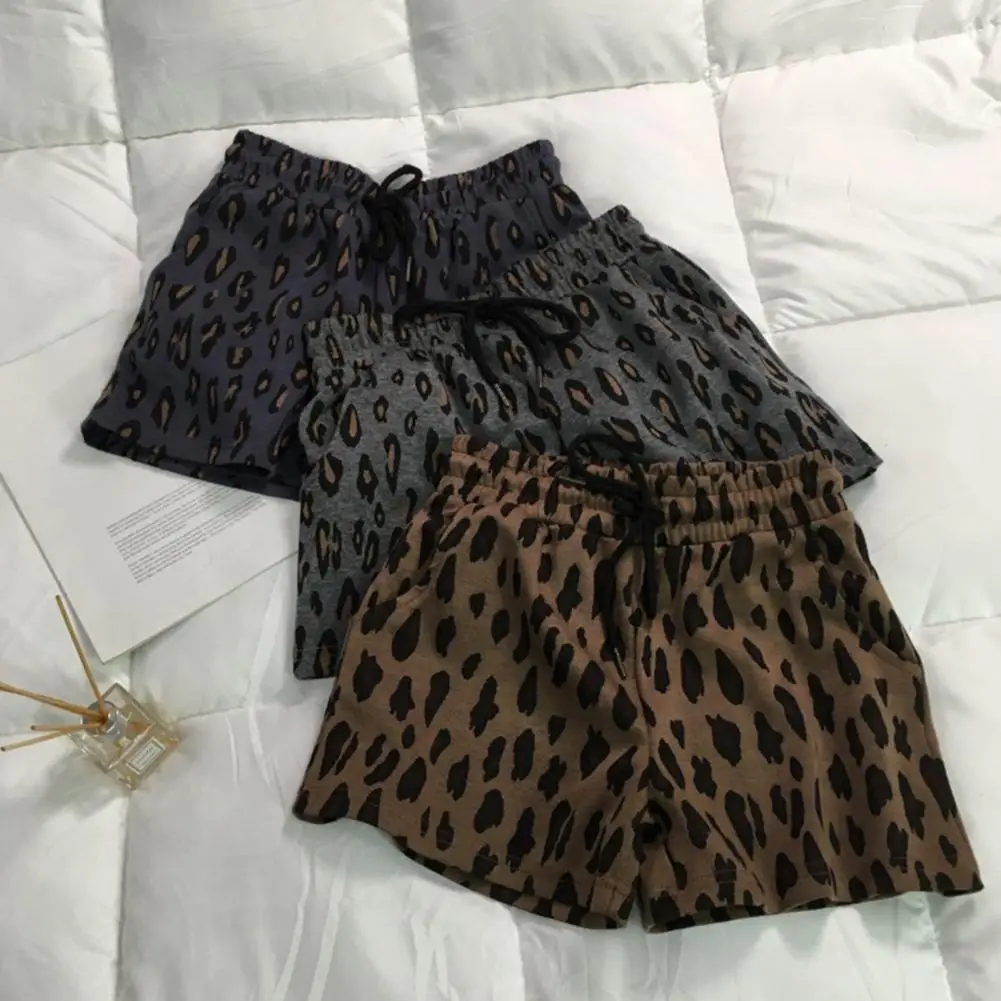 Pantalones cortos con estampado de leopardo para mujer, Shorts holgados con cintura elástica, ropa de playa, 2022