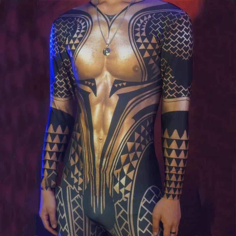 ハロウィンゴーゴー衣装メンズ偽露出腹筋男ジャンプスーツポールダンス服絶賛衣装ステージダンサー着用 XS3015