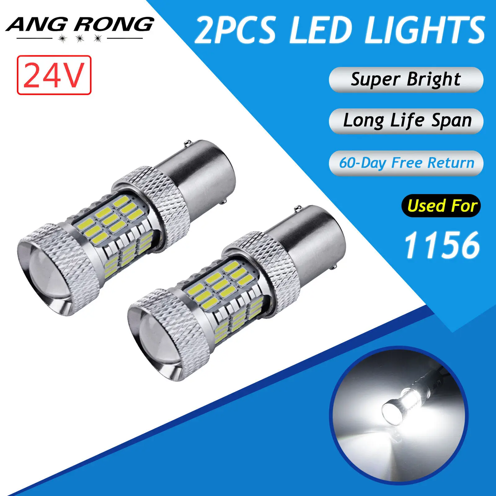2x 1156 BA15S P21W 24V White 42 SMD LED Bulbs Sidelight Daytime Running Reverse Back-up Light HGV Truck