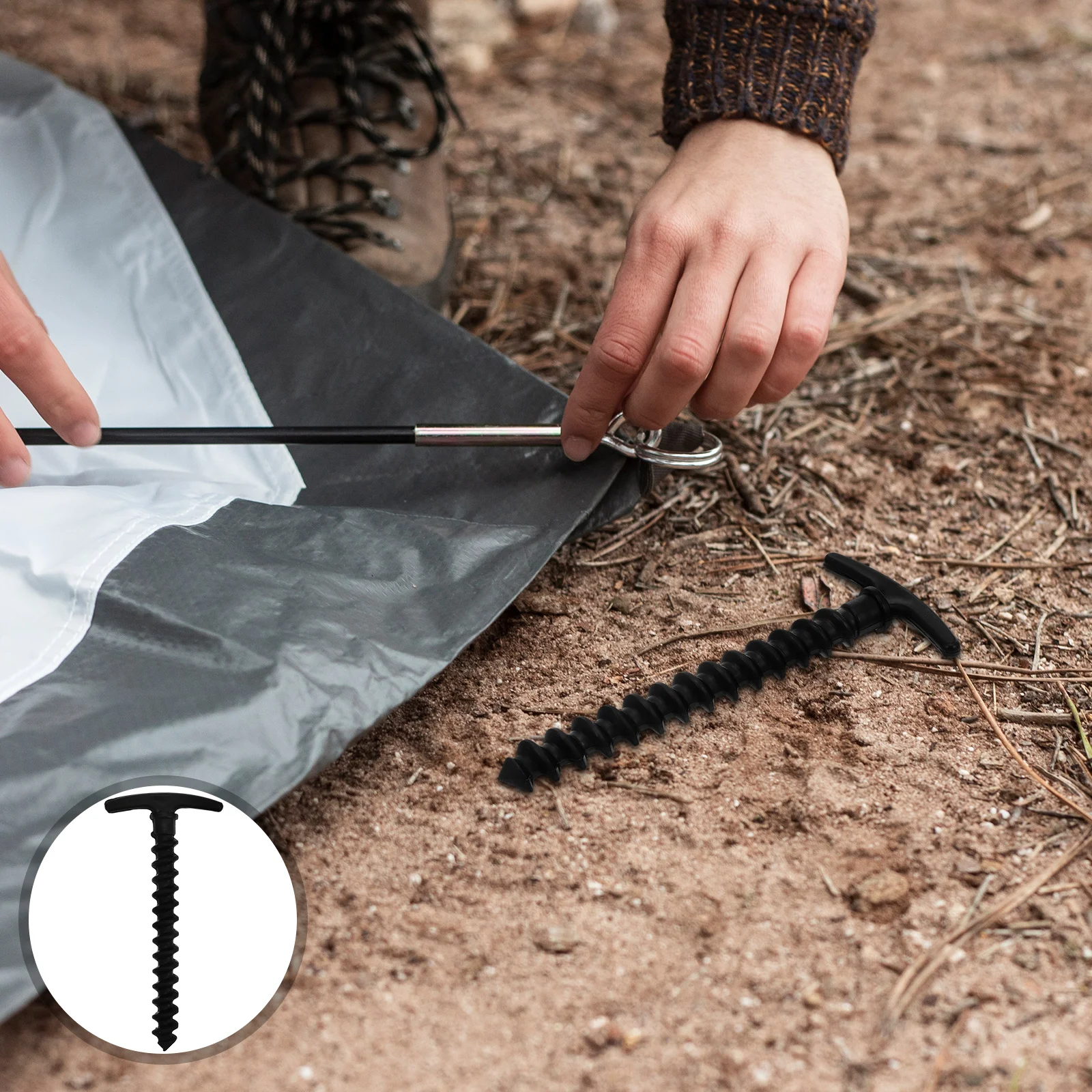 

10 Pcs Pegs High Strength Camping Stakes Beach Grassland Ground Plastic Tent Pegs Plastic Tent Black
