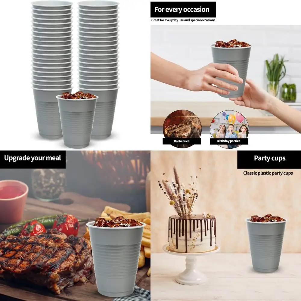 

18-унциальные серебряные одноразовые пластиковые чашки для вечеринок для торжеств и мероприятий