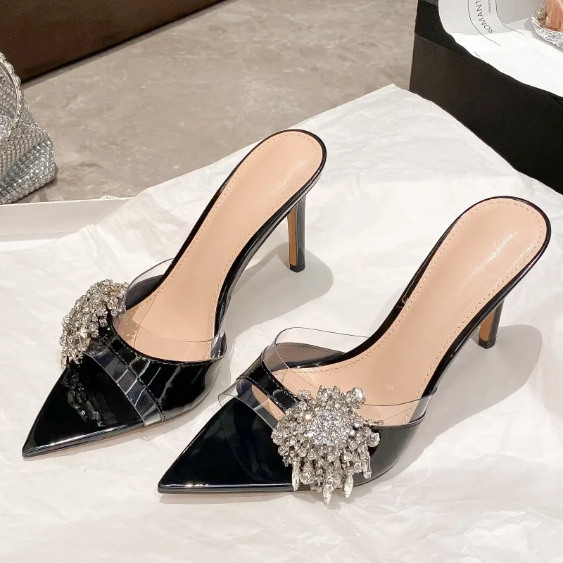 

Women Pumps Sexy Temperament Pointed High Heeled Sandals Luxury Rhinestone Stiletto Heels Banquet Party Shoes Stiletto Slippers