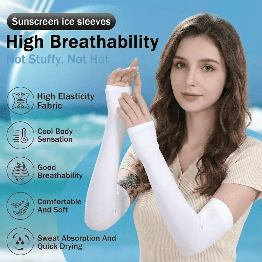 

1PC Cooling Ice Silk Arm Sleeve, Breathable UV Protection Arm Cover for Cycling, Driving & Summer Outdoor Activities