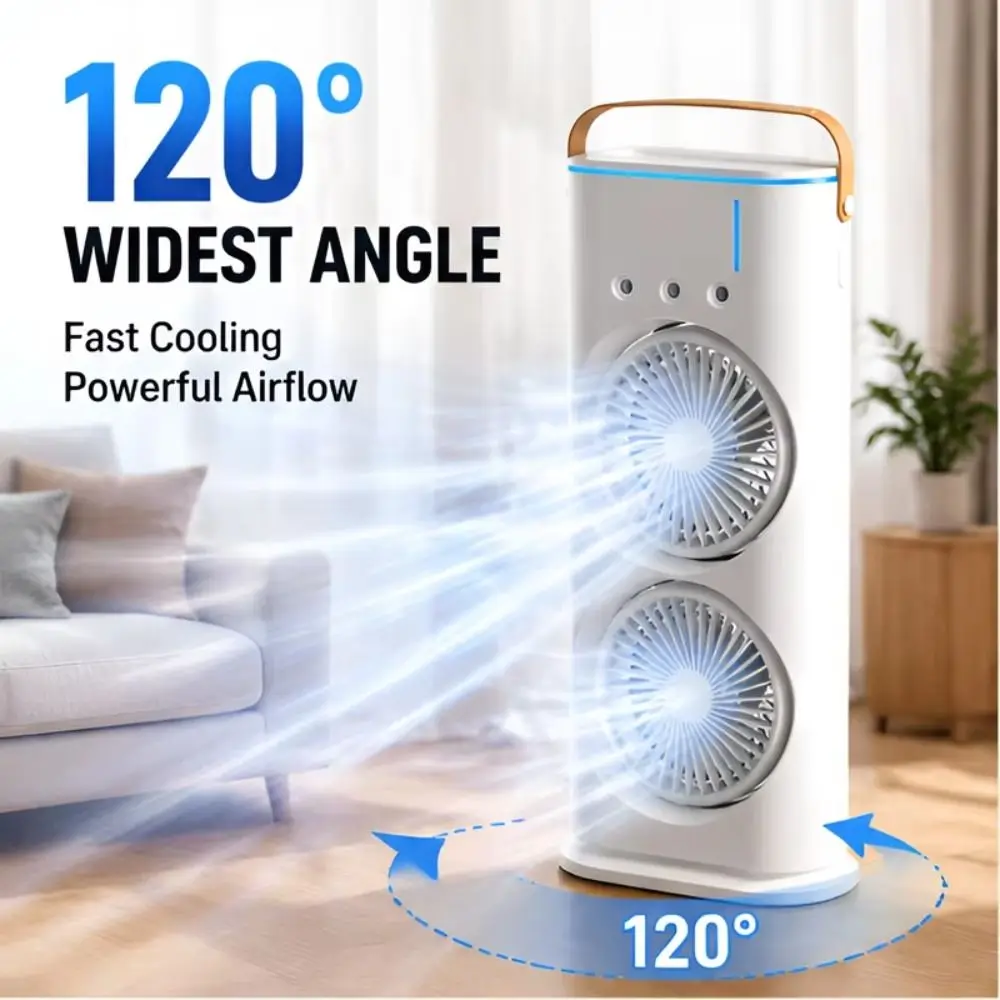 Durable Plastic 3 In 1 Air Conditioner Portable Desktop Fan Air Cooler Low Noise Adjustable Wind Speed Humidifier Home