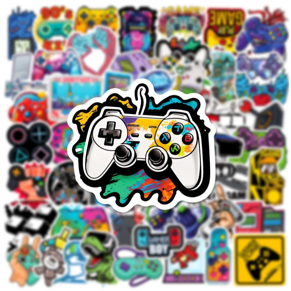 10/30/50pcs Cartoon Gothic Skull Joystick Gamepad Stickers Cool Video Game Decal Car Laptop Phone Graffiti Waterproof Sticker